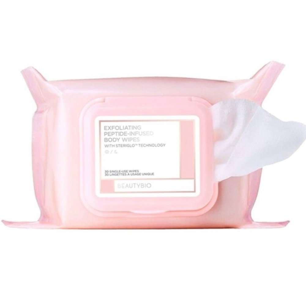 BeautyBio Pink Exfoliating Peptide-Infused Body Wipes